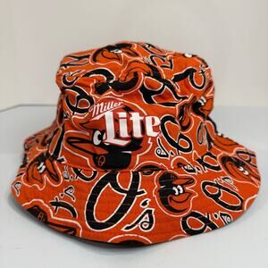 Baltimore Orioles x Miller Light MLB Orange Bucket Hat OS Baseball